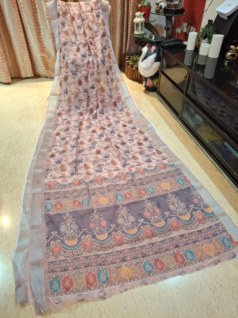 Multicolour Printed Organic Linen