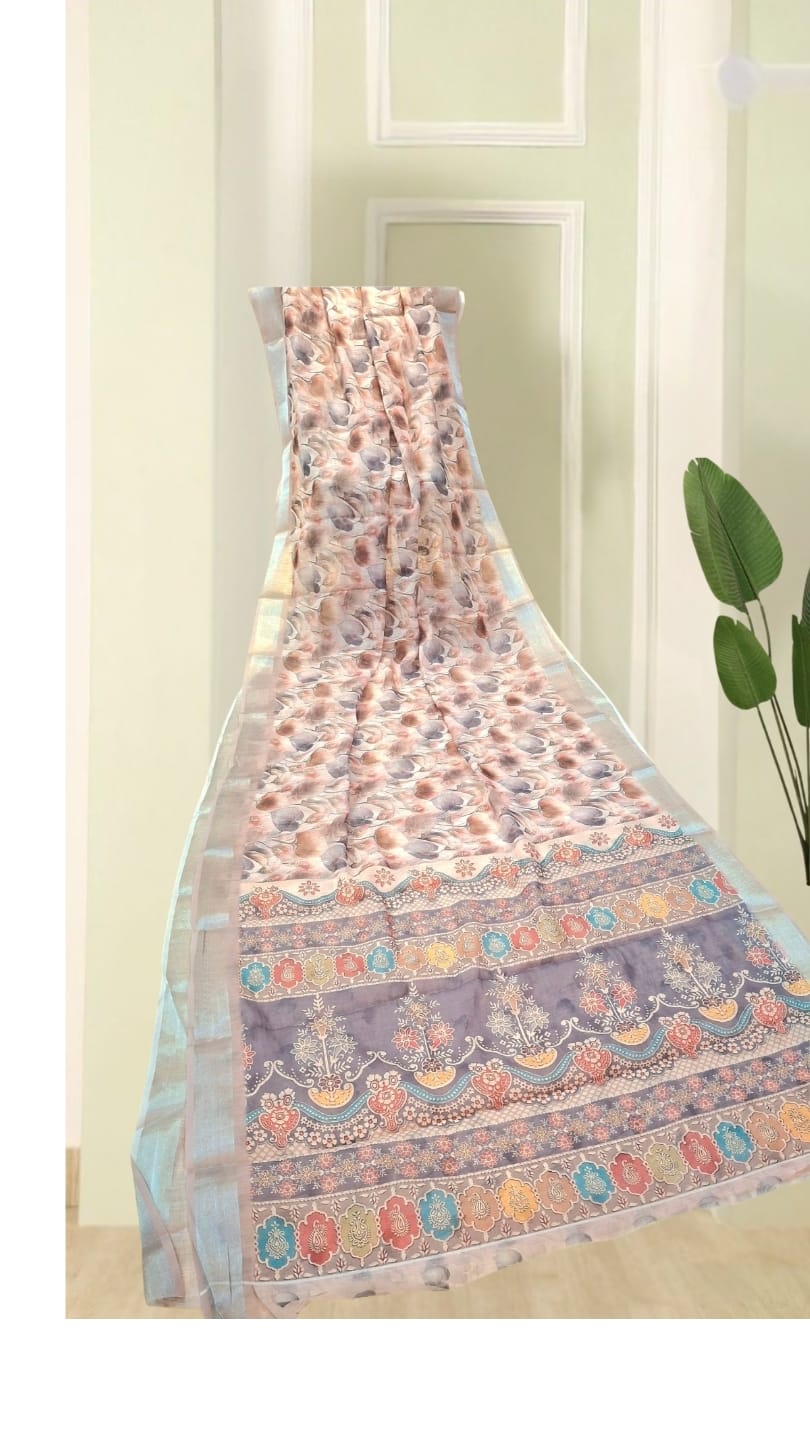 Multicolour Printed Organic Linen