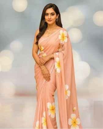 Peach Colour Hand Block Printed Linen