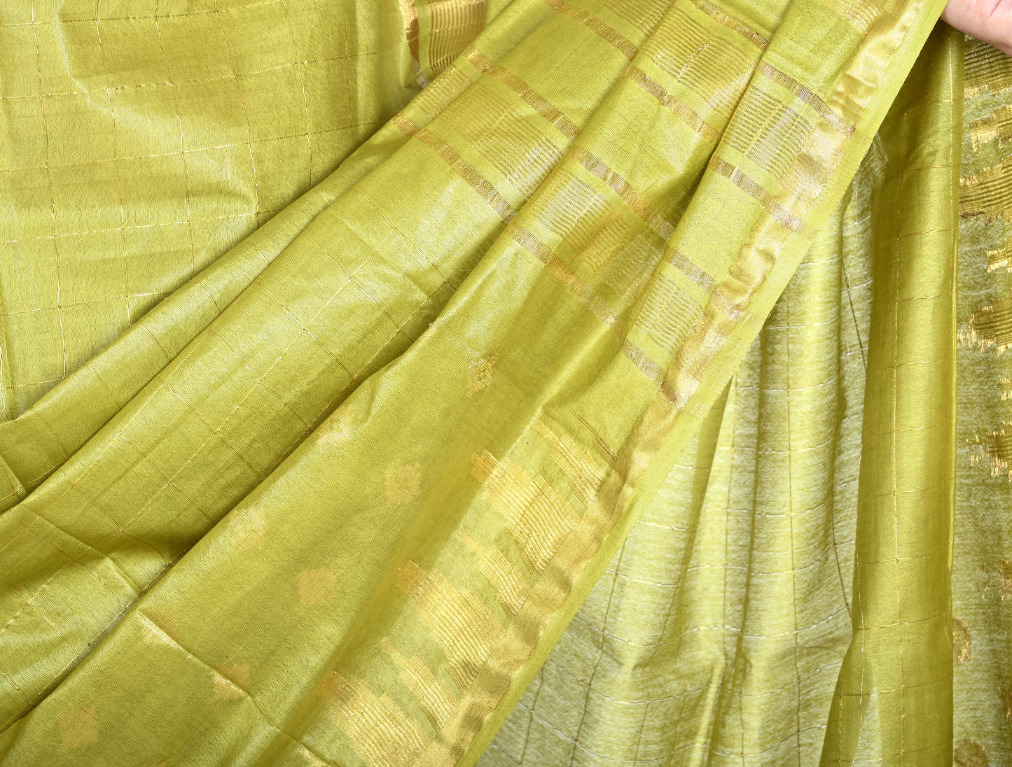 Olive Green Colour Katan Silk with Zari Weaved Design