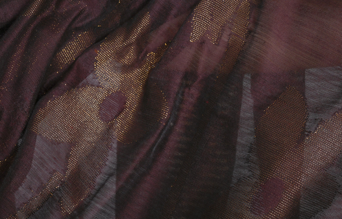 Dark Brown Colour Cotton Silk Banarasi with Weaved Copper Zari Work