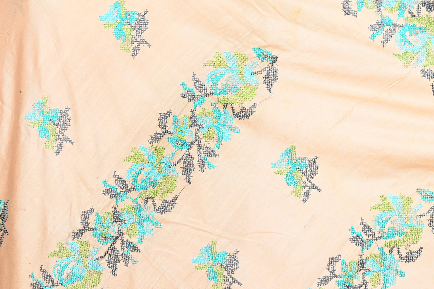 Beige Colour Staple Tussar Silk Saree with Embroidery Work