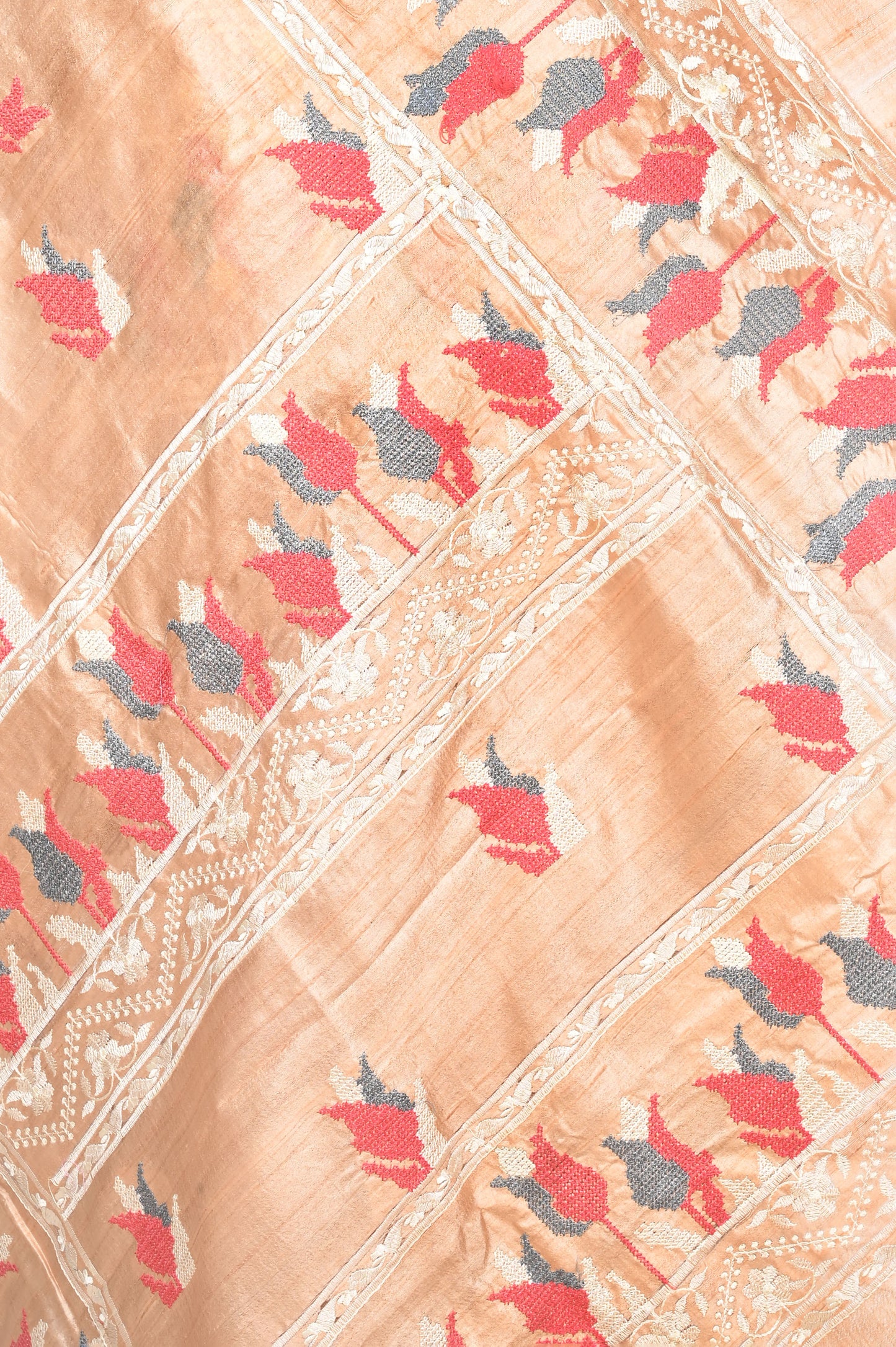 Embroidery Work on Pure Ganchi Tussar Silk Saree