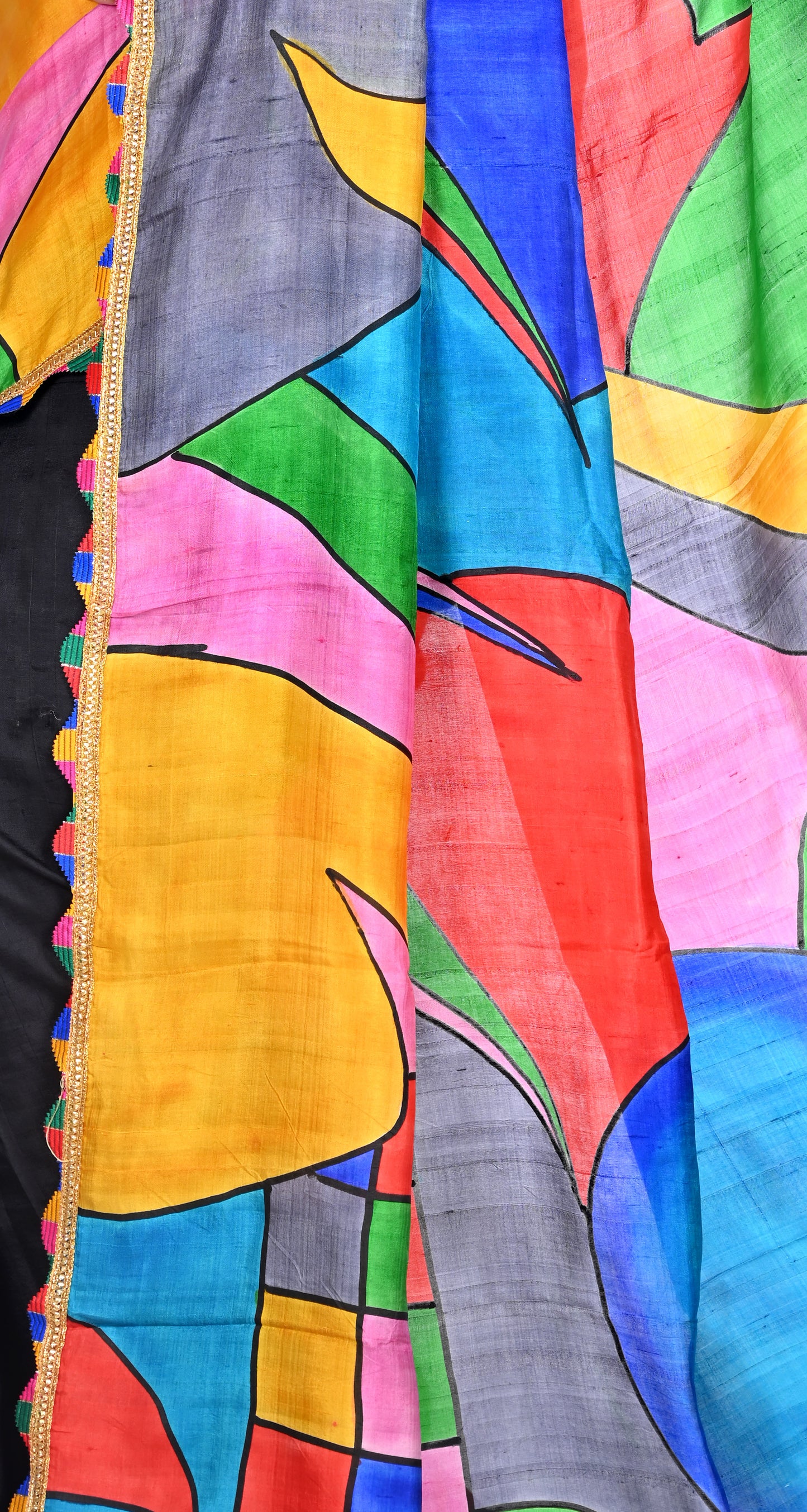 Multi Colour Hand Brush Painted Mulberry Katan Silk