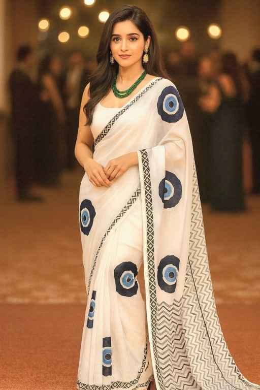 Hand Block Printed Linen Saree
