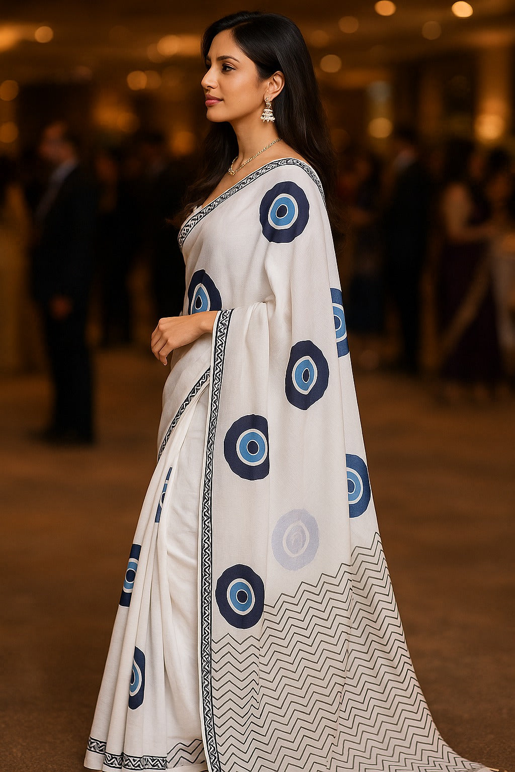 Hand Block Printed Linen Saree