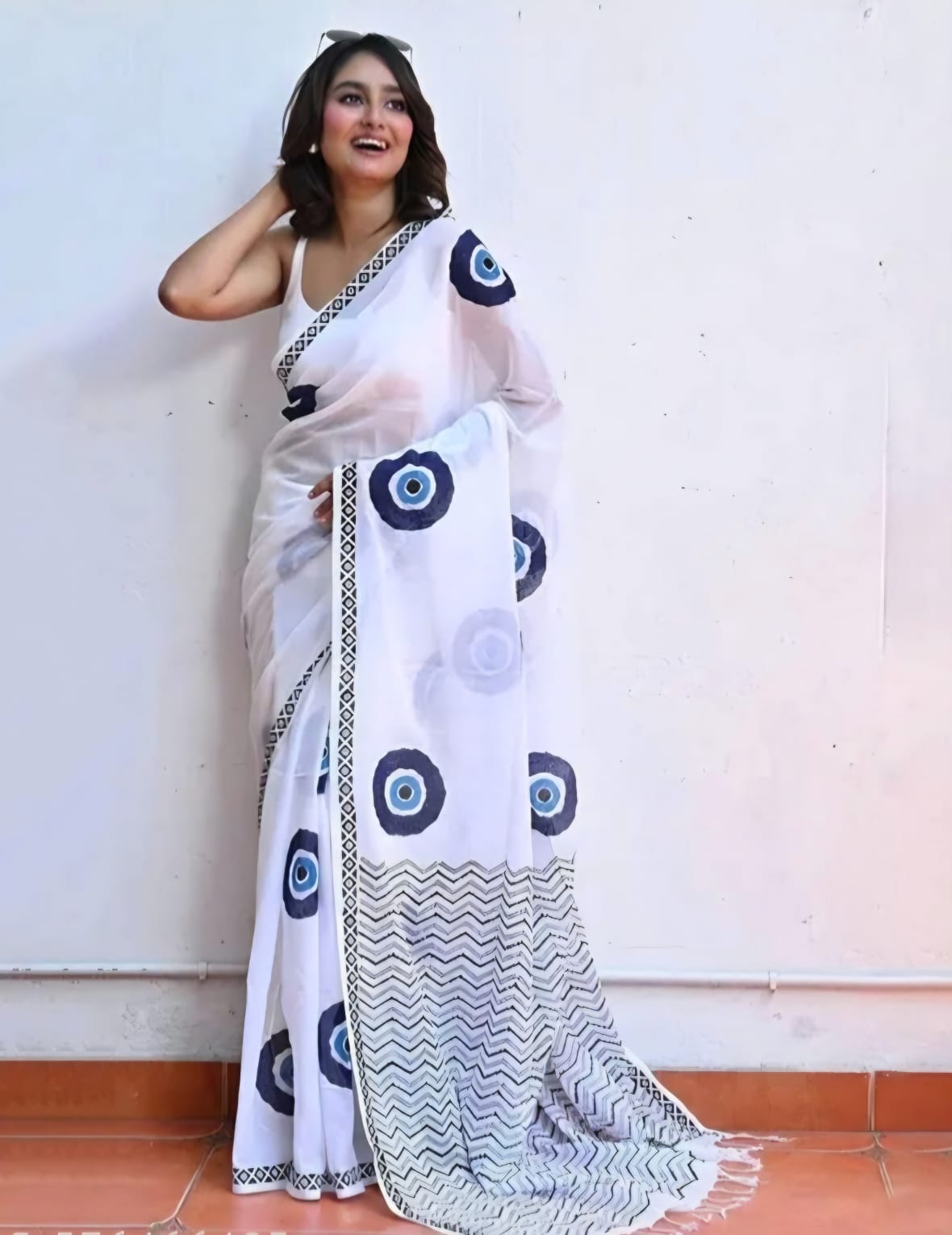 Hand Block Printed Linen Saree