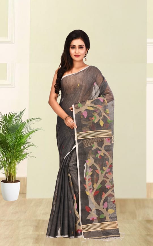 Grey Colour Resham Matka Silk
