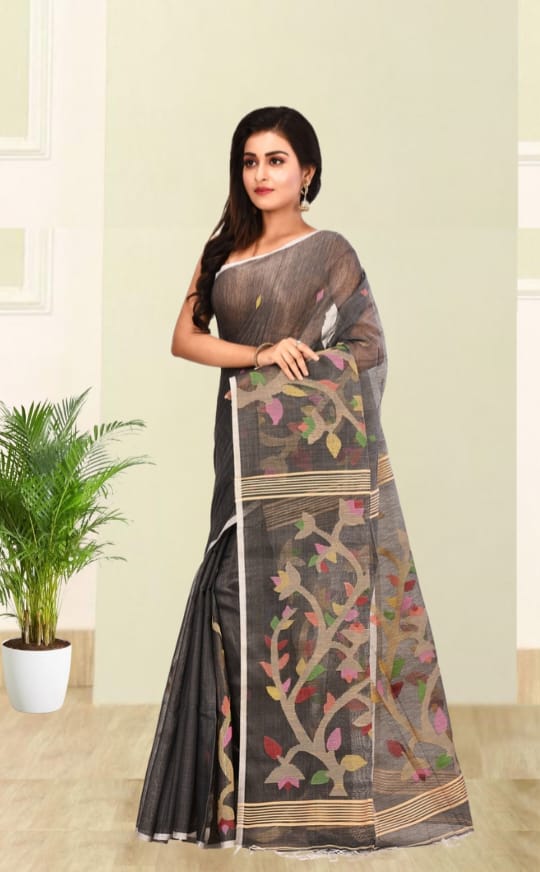 Grey Colour Resham Matka Silk