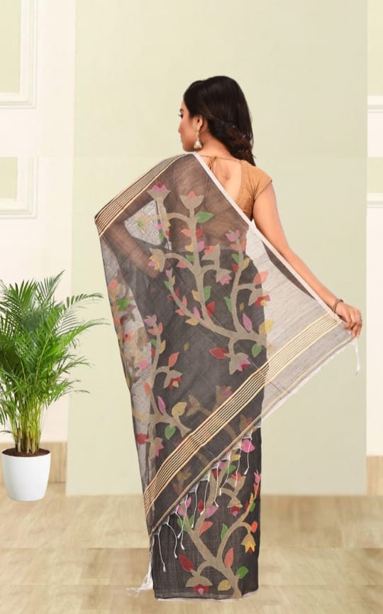 Grey Colour Resham Matka Silk