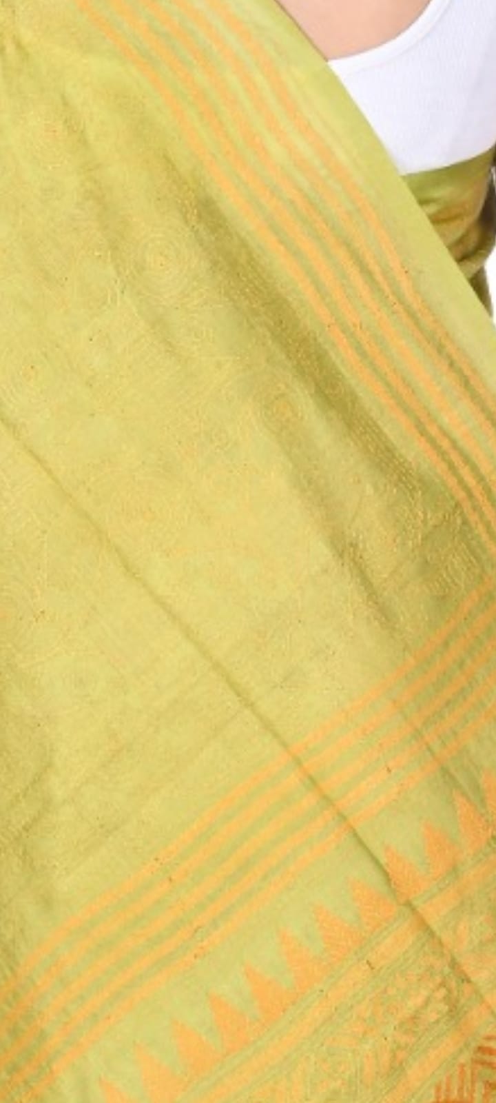 Hand Kantha Embroidery Work on Mehendi Green Colour Ganchi Tussar Silk Saree