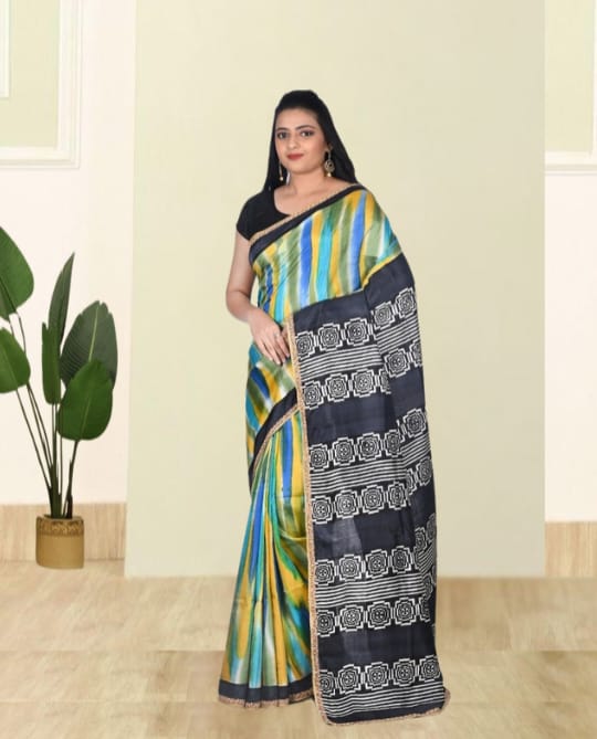 Multicolour Hand Brush Painted Mulberry Katan Silk