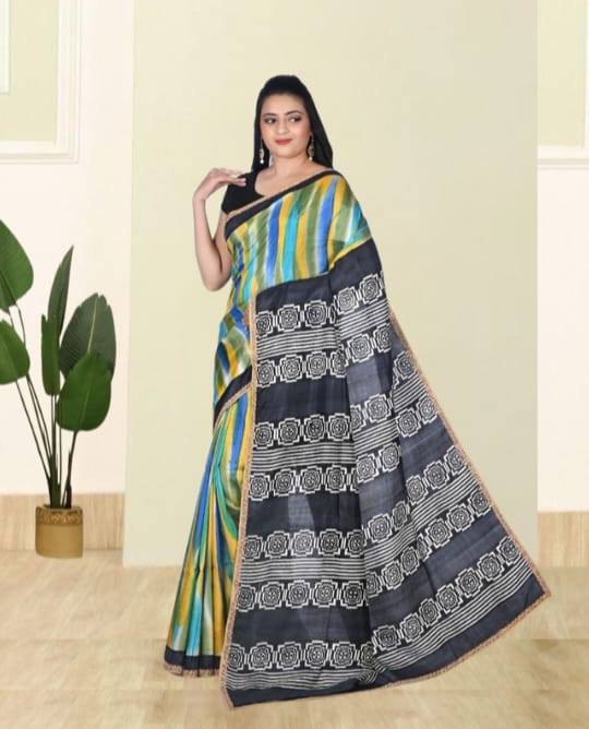 Multicolour Hand Brush Painted Mulberry Katan Silk