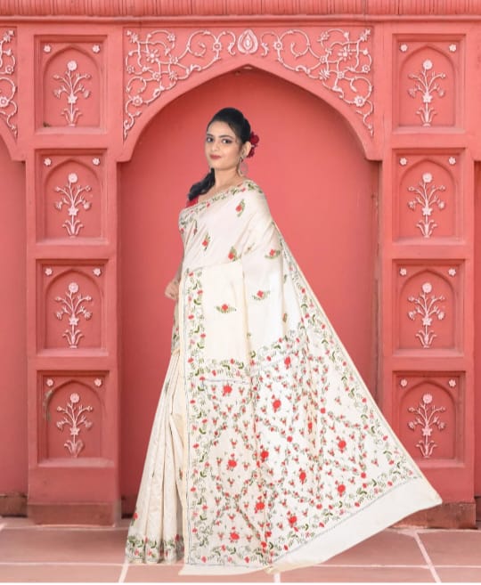 Hand Katha Embroidery Work on Bapta Tussar Silk