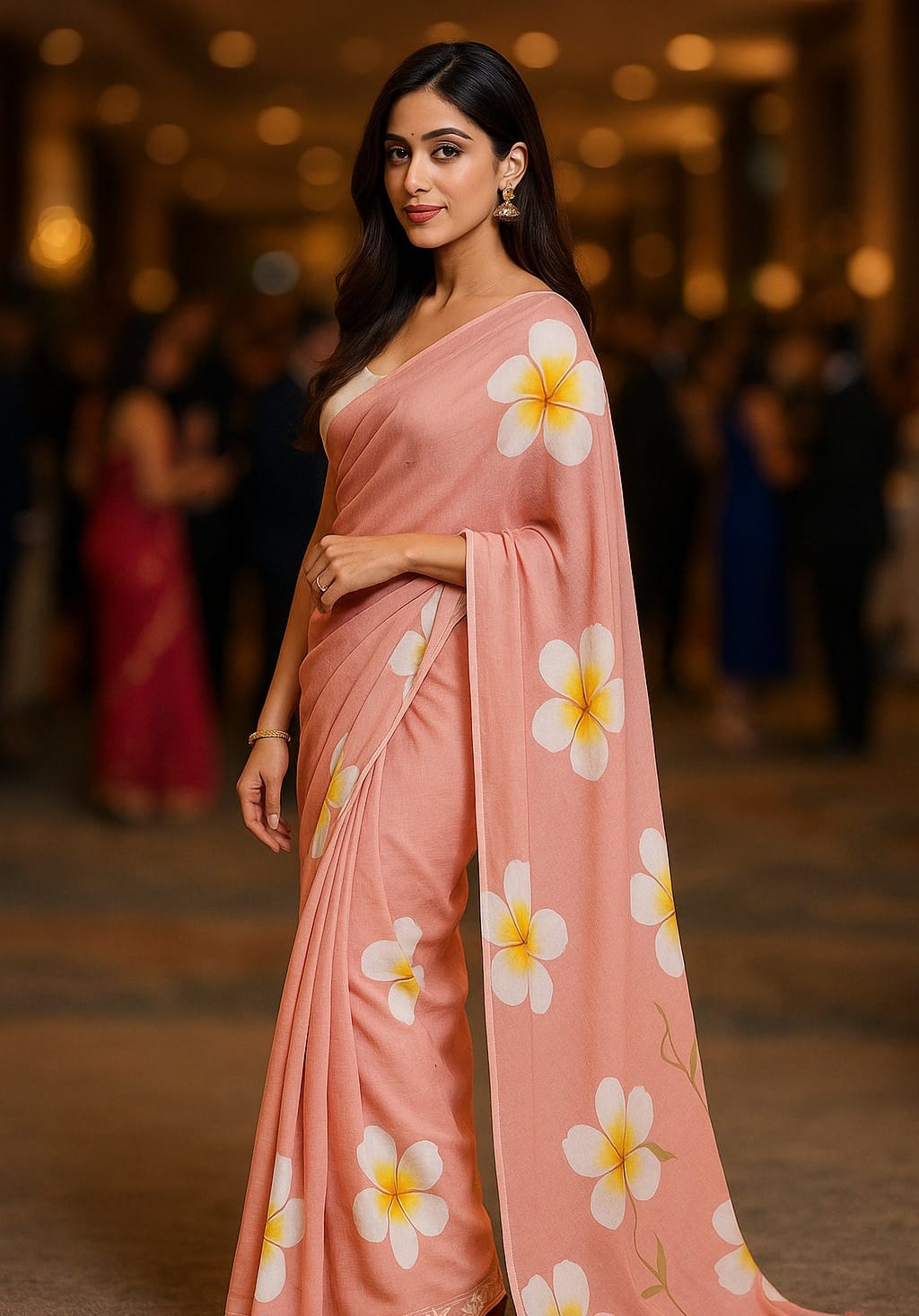 Peach Colour Hand Block Printed Linen