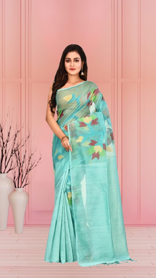 Sea Blue Colour Matka Maslin Silk