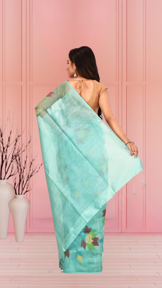 Sea Blue Colour Matka Maslin Silk