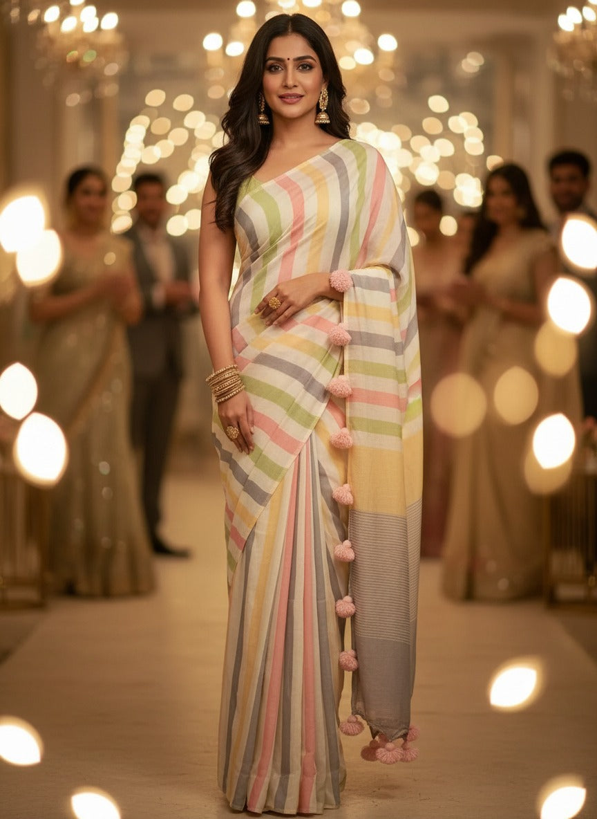 Multi Colour Digital Printed Linen