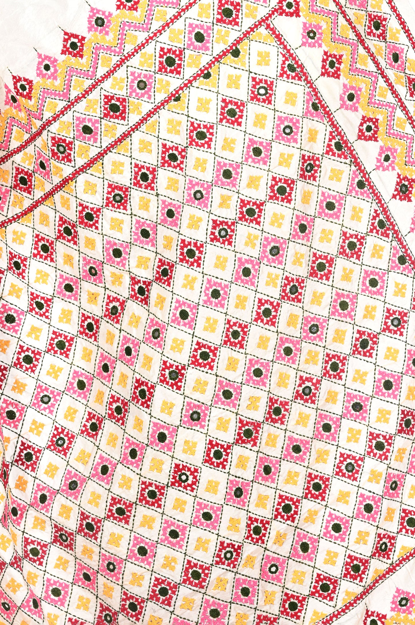 Hand Gujrati Embroidery Work on 3ply Mulberry Katan Silk Saree