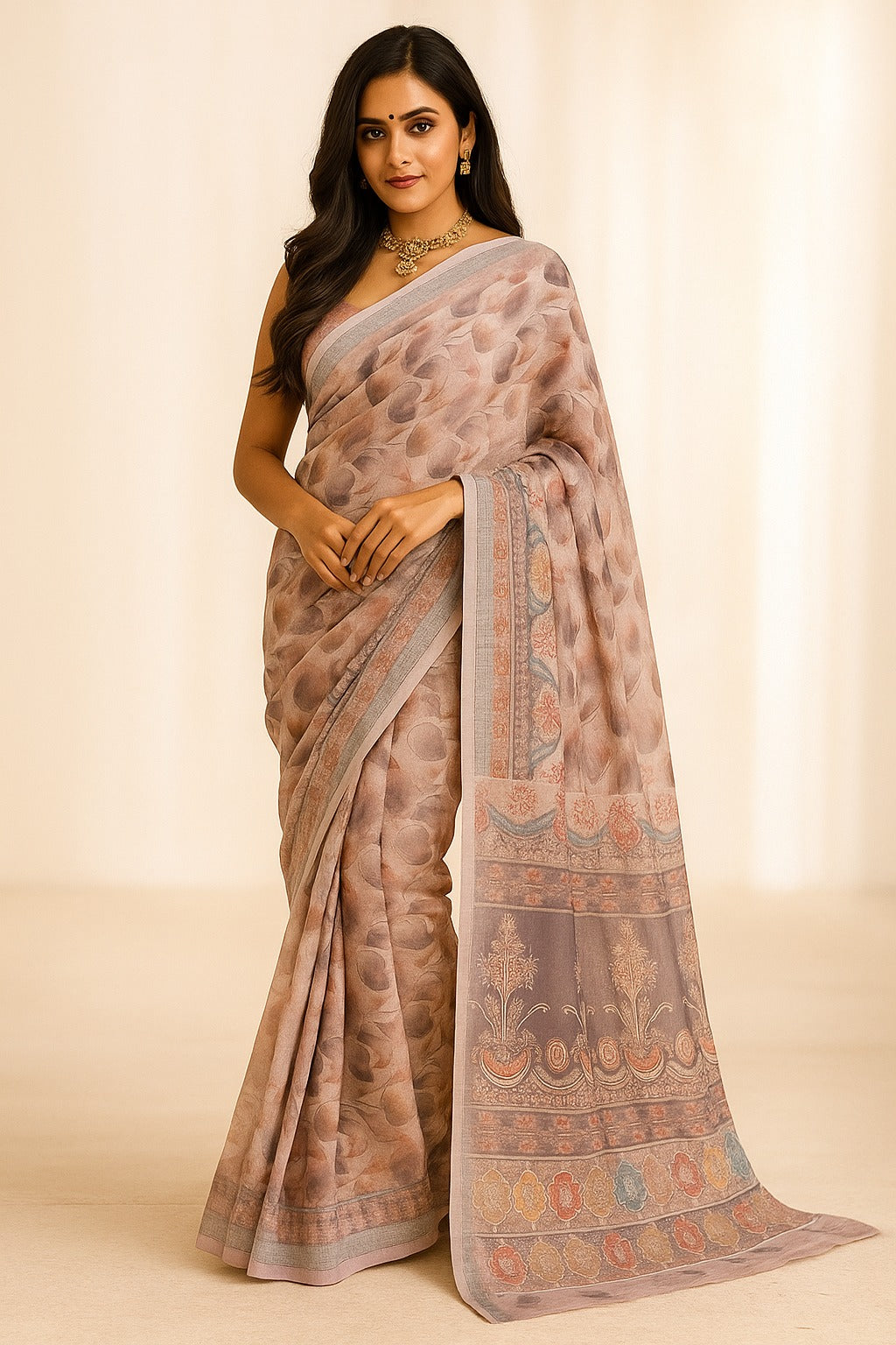 Multicolour Printed Organic Linen