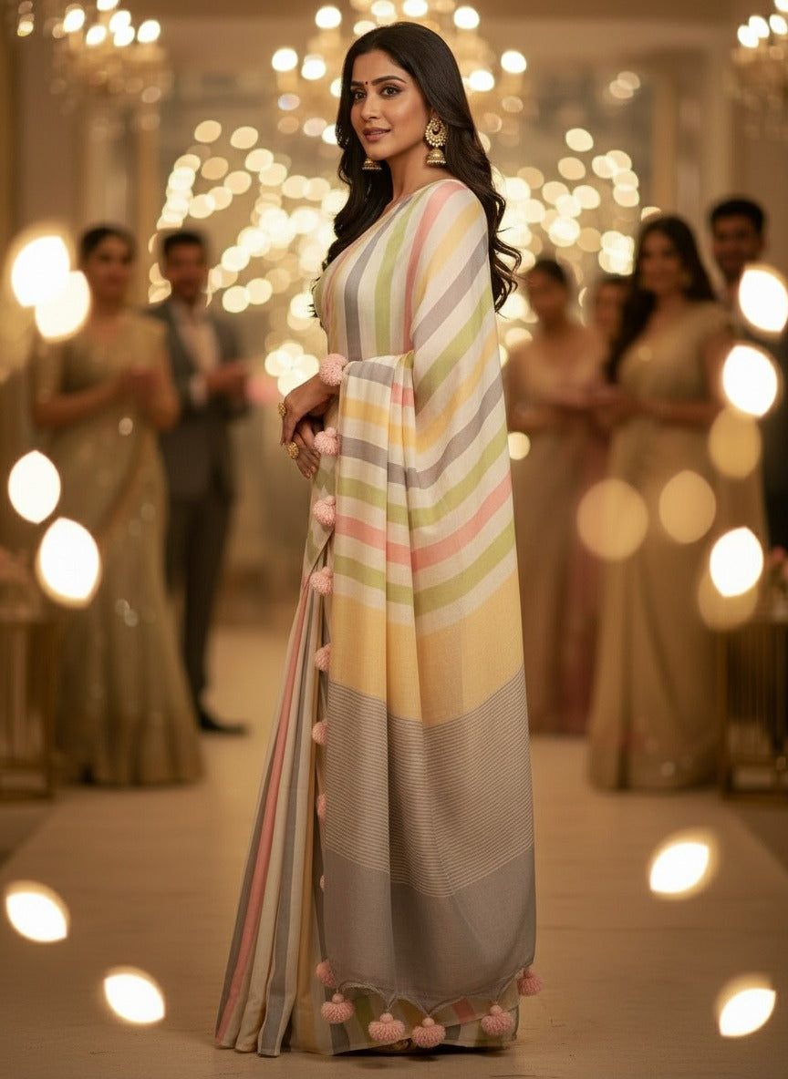 Multi Colour Digital Printed Linen